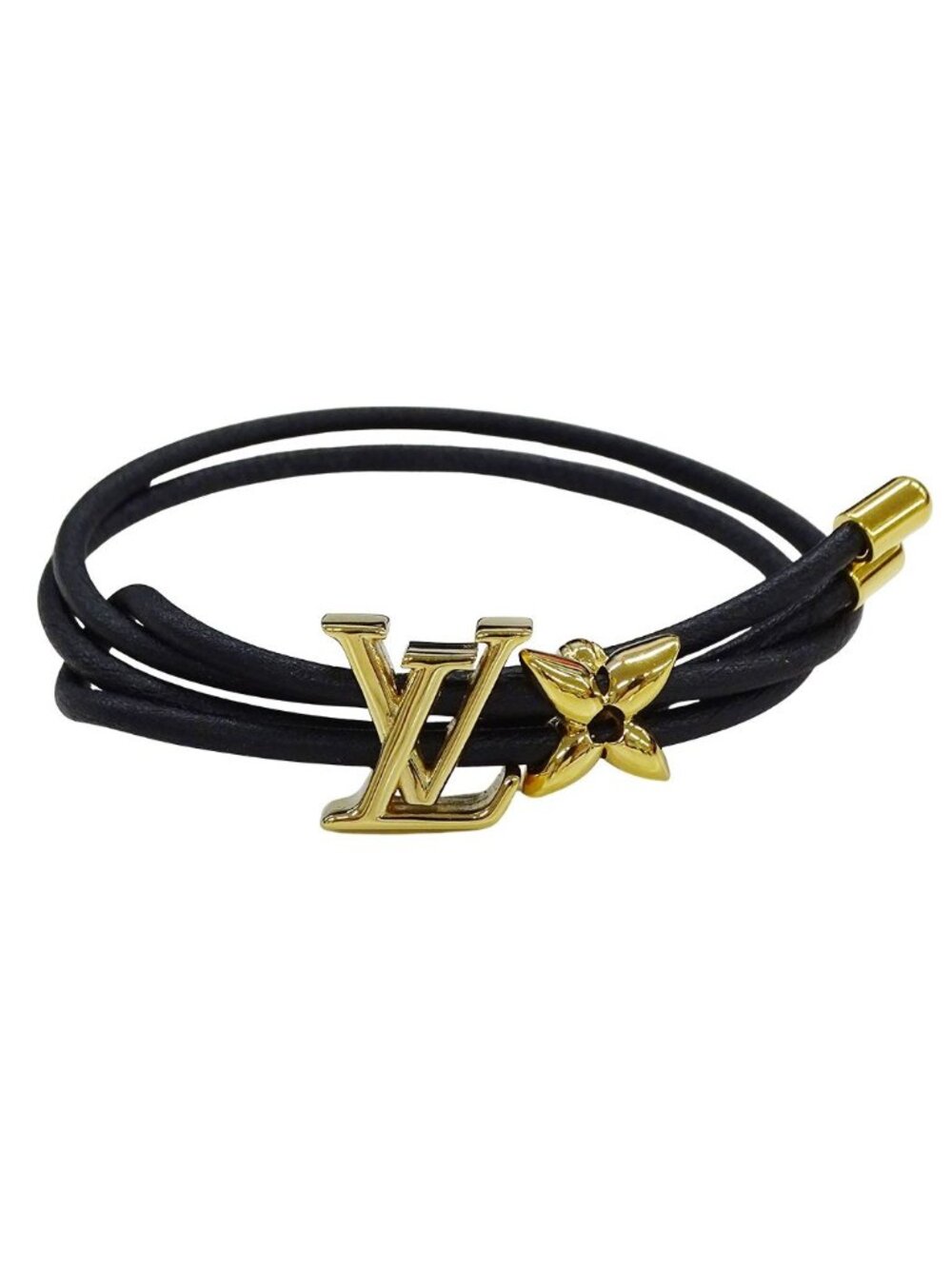 Louis Vuitton Bracelet Metal Leather LV Blue Noir